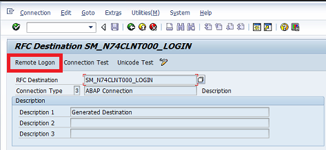 SAP RFC Destination - Remote Logon